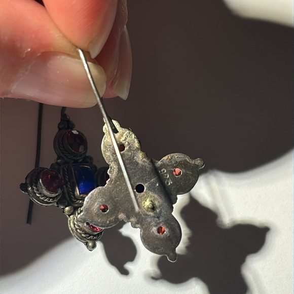 🫑 {PRICE FIRM} Vintage Stamped Silver Lapis Dangle Earrings - Picture 6 of 6